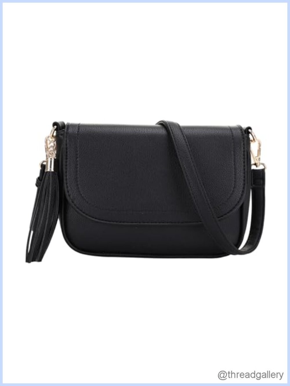 Small Flap Saddle Crossbody Bag Vegan Leather Tassel Shoulder Purse